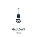 gallows icon vector from pirates collection. Thin line gallows outline icon vector illustration. Linear symbol for use on web and Royalty Free Stock Photo