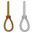 Gallows. Rope with loop. Execution and punishment. Symbol of death and suffocation