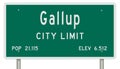 Gallup road sign showing population and elevation