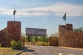 Galton Gate to Etosha National Park in Namibia and the entrance sign