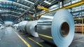 Galvalume Sheet Metal Rolls in Industrial Warehouse Royalty Free Stock Photo
