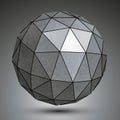 Galvanized dimensional sphere, metal 3d object.