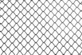 Galvanized mesh fencing close up. Seamless steel metal wire fence isolated on white background for your design