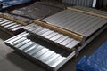 Galvanized profiled steel sheets in packs Royalty Free Stock Photo