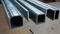 Galvanized steel profiles are a reliable and durable material for creating frames, ceilings and other structures Royalty Free Stock Photo