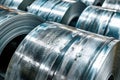 Galvanized steel rolls in industrial setting Royalty Free Stock Photo