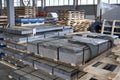 Galvanized steel sheets in packs Royalty Free Stock Photo