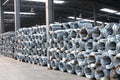 Galvanized steel wire coils in factory Royalty Free Stock Photo