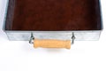Galvanized Tin Box with Wooden Handles on White Handle