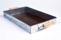 Galvanized Tin Box with Wooden Handles on White perspec