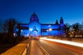 Galway Cathedral lit up blue