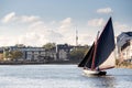 Galway Hooker type traditional sailing boat in River Corrib,