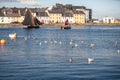 Galway Hooker type traditional sailing boat in River Corrib,