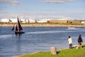 Galway Hooker type traditional sailing boat in River Corrib, Royalty Free Stock Photo