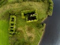 08/18/2019 Galway city, Ireland. Menlo castle, Aerial top view, Remains on the old buildings