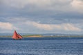 Galway Hooker type traditional sailing boat in River Corrib,