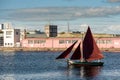 Galway Hooker type traditional sailing boat in River Corrib,