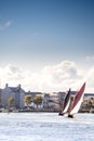 Galway Hooker type traditional sailing boat in River Corrib,