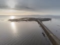 Galway - Ireland 02/05/2020 Aerial drone view on Mutton island and its sewage treatment plant