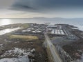 Galway - Ireland 02/05/2020 Aerial drone view on Mutton island and its sewage treatment plant