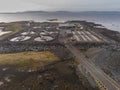 Galway - Ireland 02/05/2020 Aerial drone view on Mutton island and its sewage treatment plant