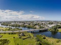06/21/2019 Galway, Ireland: Aerial view, Terryland castle, bridge over river Corrib, Kingfisher club, Galway city