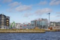 Galway, Ireland - 02.22.2021: Commercial port buildings and Bonham Quay construction site. Warm sunny day Royalty Free Stock Photo