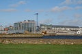 Galway, Ireland - 02.22.2021: Commercial port buildings and Bonham Quay construction site. Warm sunny day Royalty Free Stock Photo