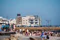 Galway, Ireland - 24.04.2021: Huge party on Salthill beach . Young people enjoy hot sunny weather with cold beer and cider. Fun