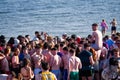 Galway, Ireland - 24.04.2021: Huge party on Salthill beach . Young people enjoy hot sunny weather with cold beer and cider. Fun