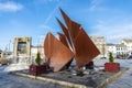 Fountain depicting Galway Hookers in Galway, Ireland