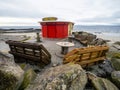 Galway, Ireland 04.17.2023: Jungle beach break cafe in Salthill area with view on the Galway bay and Atlantic ocean in early