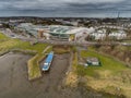 Galway, Ireland - 03/13/2020: Lough Atalia, small boat, low water,