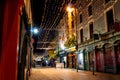 Galway, Ireland - 11/26/2020: Night scene, decorated and illuminated for Christmas Shop street