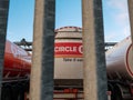 Galway, Ireland - 04.12.2022: Petrol tanker truck with Circle K logo in a yard. Oil and diesel fuel supply chain