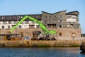 Green cargo crane in Galway port