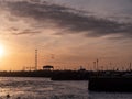 Galway - Ireland 02/05/2020 Sunrise over stage construction for opening ceremony of European Cultural capital of 2020