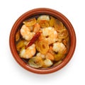 Gambas al ajillo , garlic prawns , spanish tapas Royalty Free Stock Photo