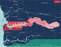 Gambia country detailed editable map