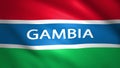 The Gambia flag with the name of the country