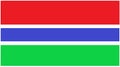 Gambia Flag with three horizontal bands of red blue and green slim white borders