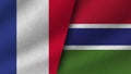 Gambia and France Realistic Two Flags Together