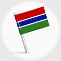 Gambia map pin flag. 3D realistic vector illustration