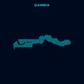 Gambia Striped Map Vector Design Template With Blue Background.