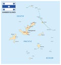Gambier Islands Vector Map With Flag, French Polynesia