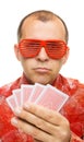 Gambler holding playing cards Royalty Free Stock Photo