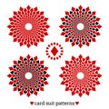 Gambling card suit poker four vector patterns based on diamonds