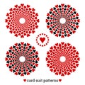 Gambling card suit poker four vector patterns based on hearts