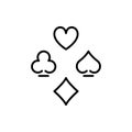 Gambling Card Suit Spade Line Icon. Casino Game Black Flat Symbol. Poker Play Suit Set Outline Pictogram. Playing Card Royalty Free Stock Photo