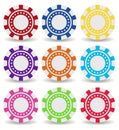 Gambling casino poker chips color sign set Royalty Free Stock Photo